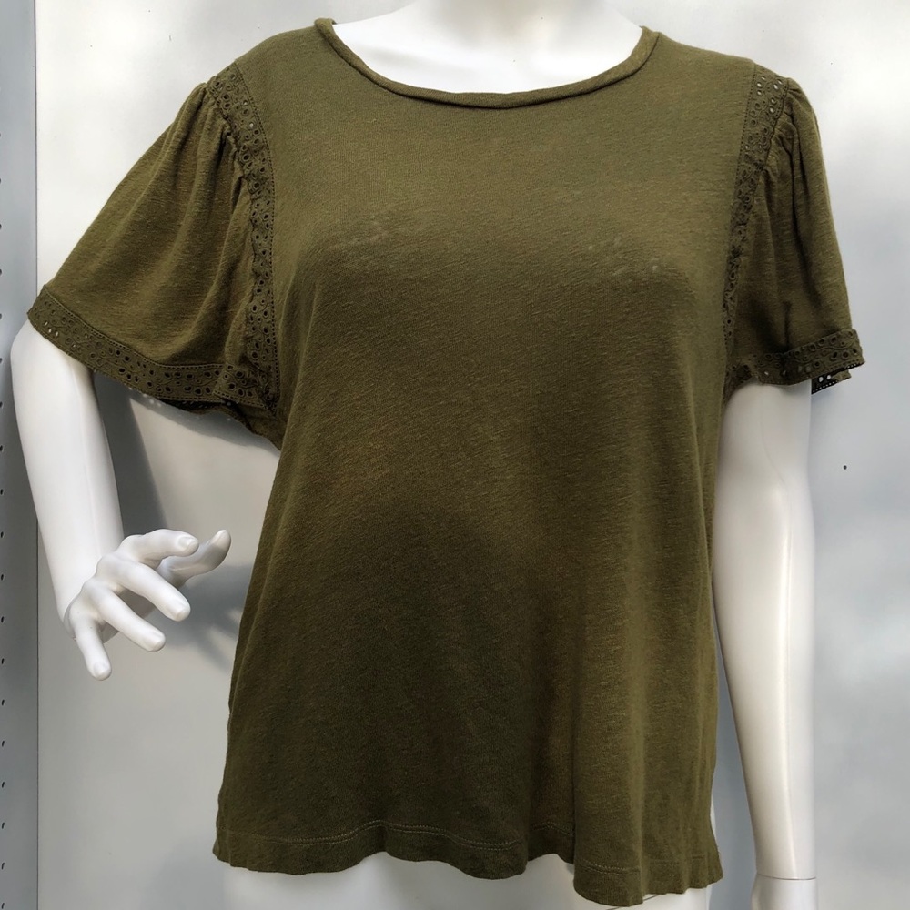 J. Crew Flutter-Sleeve Linen T-Shirt Size M